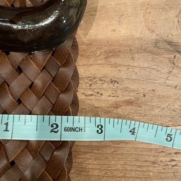 NWOT Boho Western Prairie Braided Leather belt brass tortoiseshell detail S/M - Picture 4 of 7